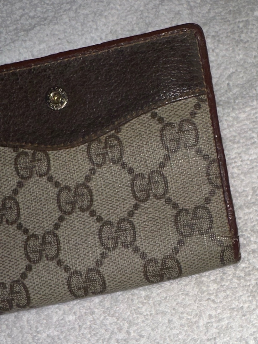 Vintage Gucci GG Supreme Web Stripe Bifold Wallet Brown Beige Monogram Made Ital - Picture 7 of 9